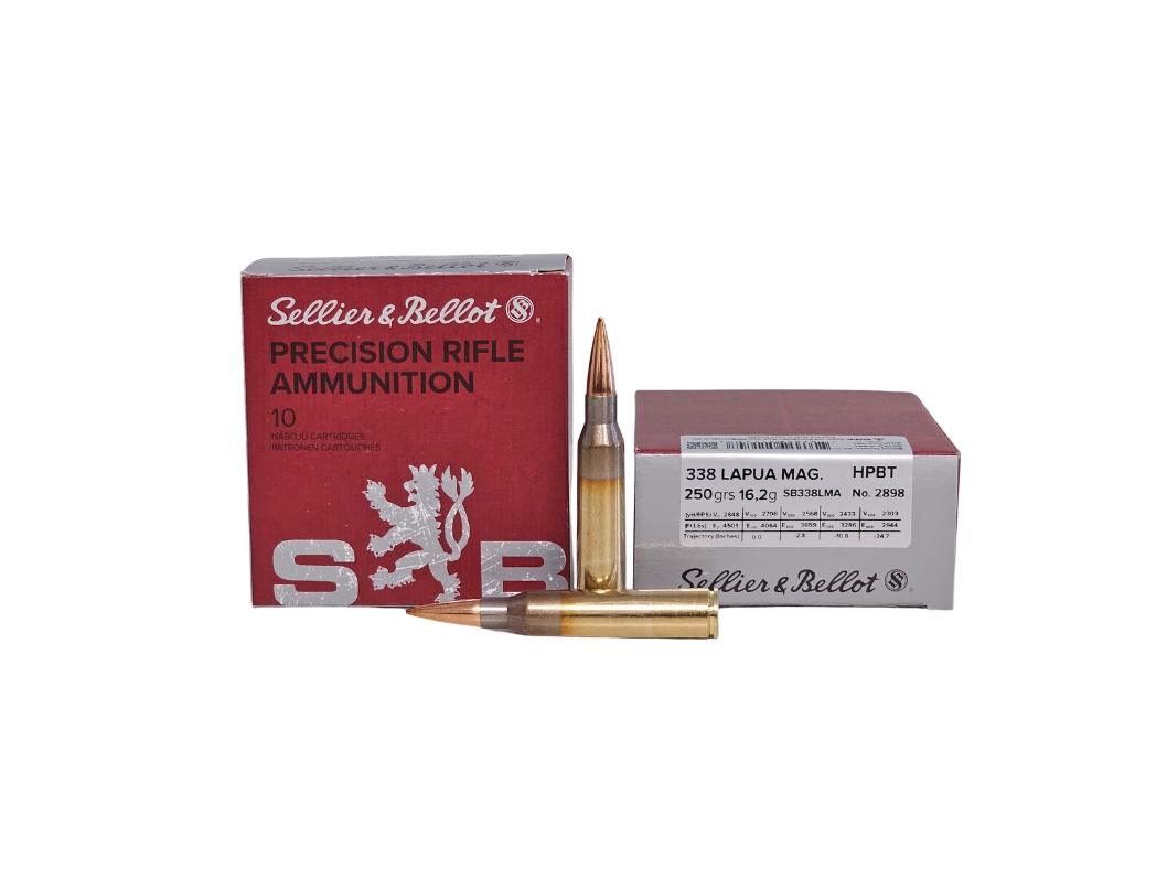 Sellier & Bellot MATCH .338 Lapua Mag 250 Grain Hollow Point Boat Tail - 10 Rounds (Box) SB338LMA