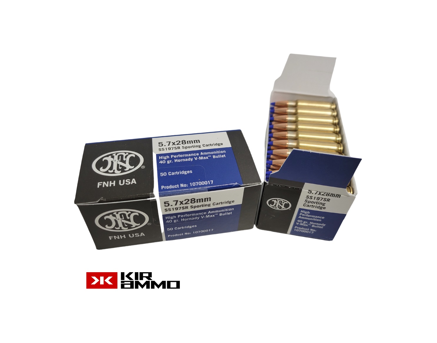 FN Herstal 5.7x28mm Ammo 40 Grain Hornady V-Max - 500 rounds (10 Boxes) [NO TAX outside TX] FREE SHIPPING OVER $199