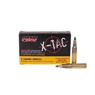 PMC X-TAC 5.56x45mm 62 Grain Green Tip M855 LAP FMJ - 20 Rounds (Box) 556K