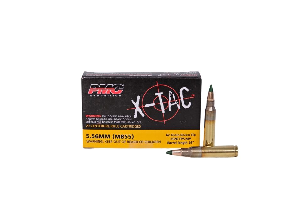 PMC X-TAC 5.56x45mm 62 Grain Green Tip M855 LAP FMJ - 20 Rounds (Box) 556K