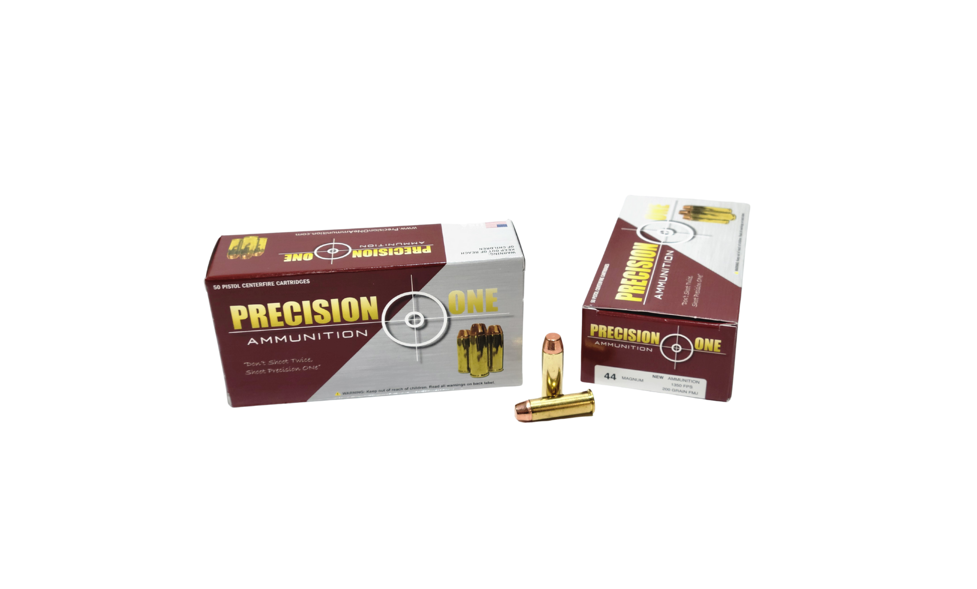 Precision One 44 Magnum 200 Grain Full Metal Jacket - 50 rounds (Box) [NO TAX outside TX] FREE SHIPPING OVER $199