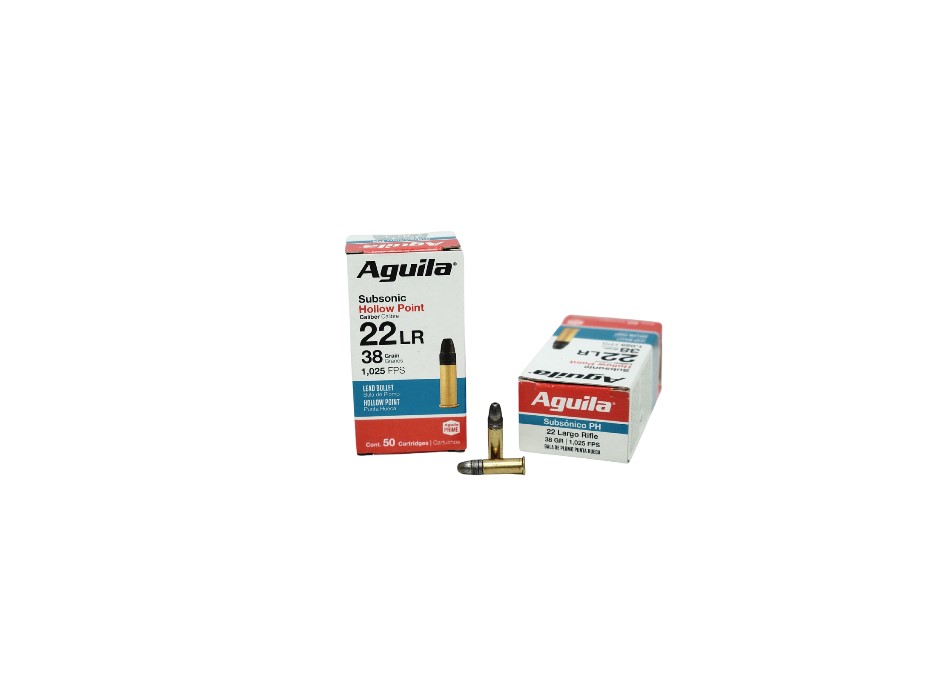 Aguila .22LR 38 Grain SUBSONIC Hollow Point - 50 Rounds (Box) [NO TAX outside Texas] FREE SHIPPING OVER $199