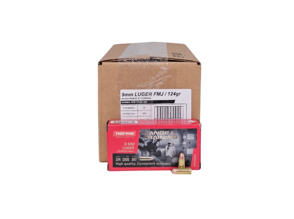 Norma 9mm Luger 124 Grain Full Metal Jacket - 1,500 Rounds (CASE + 10 Boxes) 620340050
