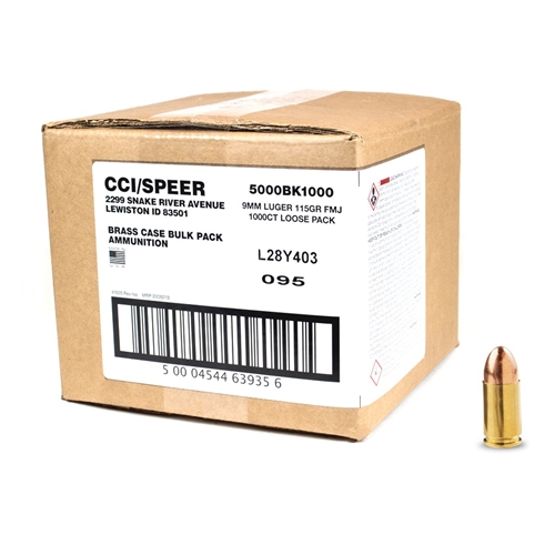 CCI Speer 9mm Luger 115 Grain 1000 Rounds Loose Case