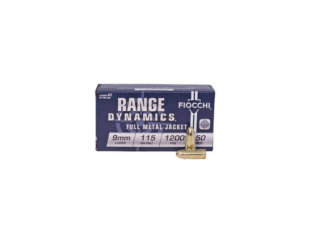 Fiocchi 9mm Luger 115gr FMJ Brass – 50rd