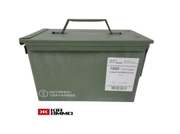 Norma 5.56x45 NATO 62 Grain Penetrator SS109 1,000 Round Sealed Ammo Can
