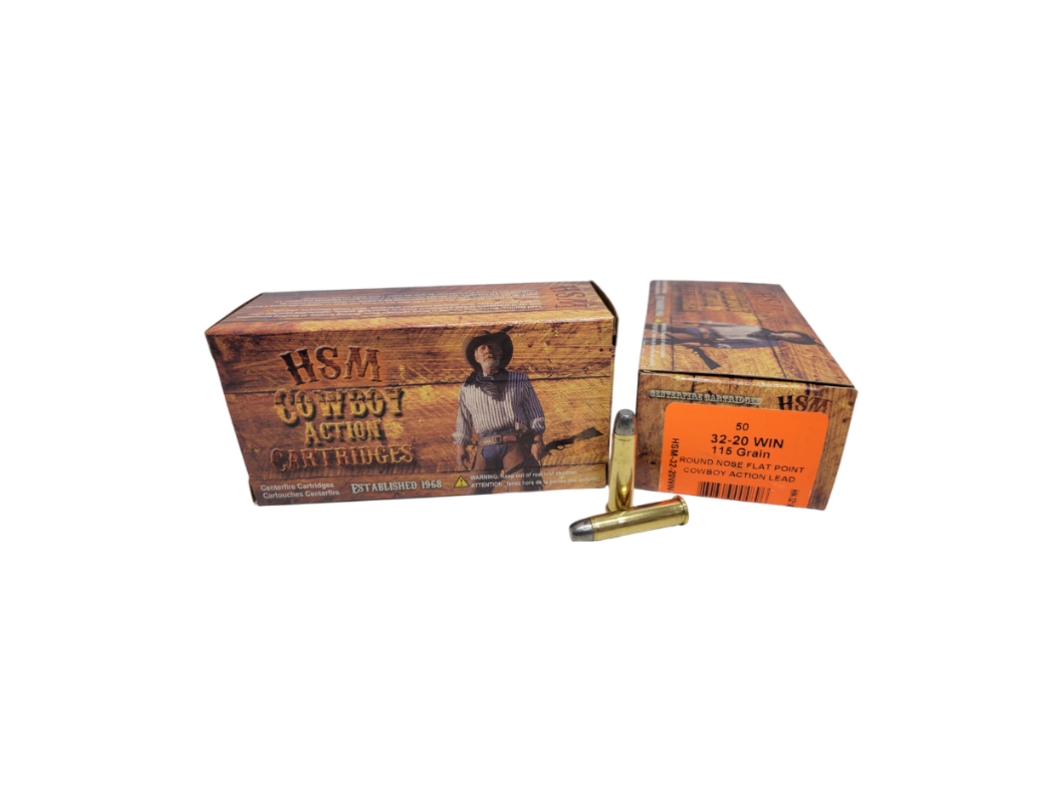 HSM .32-20 Winchester 115gr ROUND NOSE FLAT POINT (RNFP) Brass – 50rd