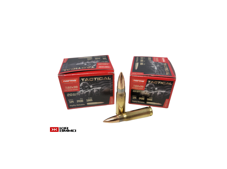 Norma 7.62x39mm Brass 124 Grain FMJ - 20 Rounds (Box) [NO TAX outside Texas] FREE SHIPPING OVER $199