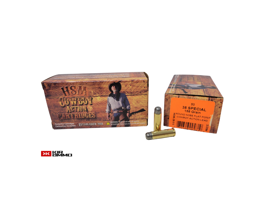 HSM .38 SPECIAL COWBOY ACTION 158 GRAIN ROUND NOSE FLAT POINT