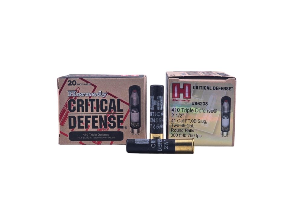 Hornady .410 Bore Critical Defense 2.5" FTX Slug &amp; Two Round Balls - 20 Rounds (Box) 86238