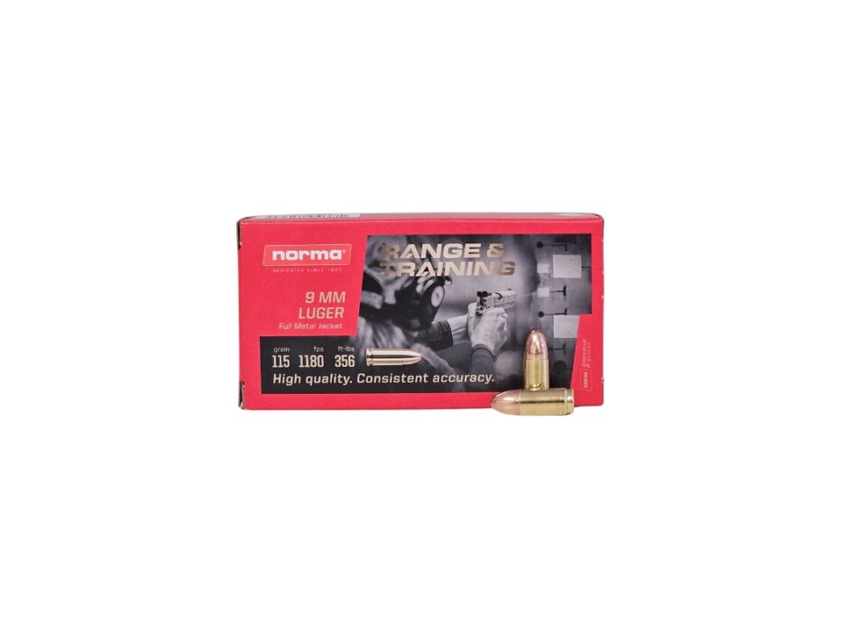 Norma 9mm Luger 115 Grain Full Metal Jacket – 50 Rounds (Box) 620240050