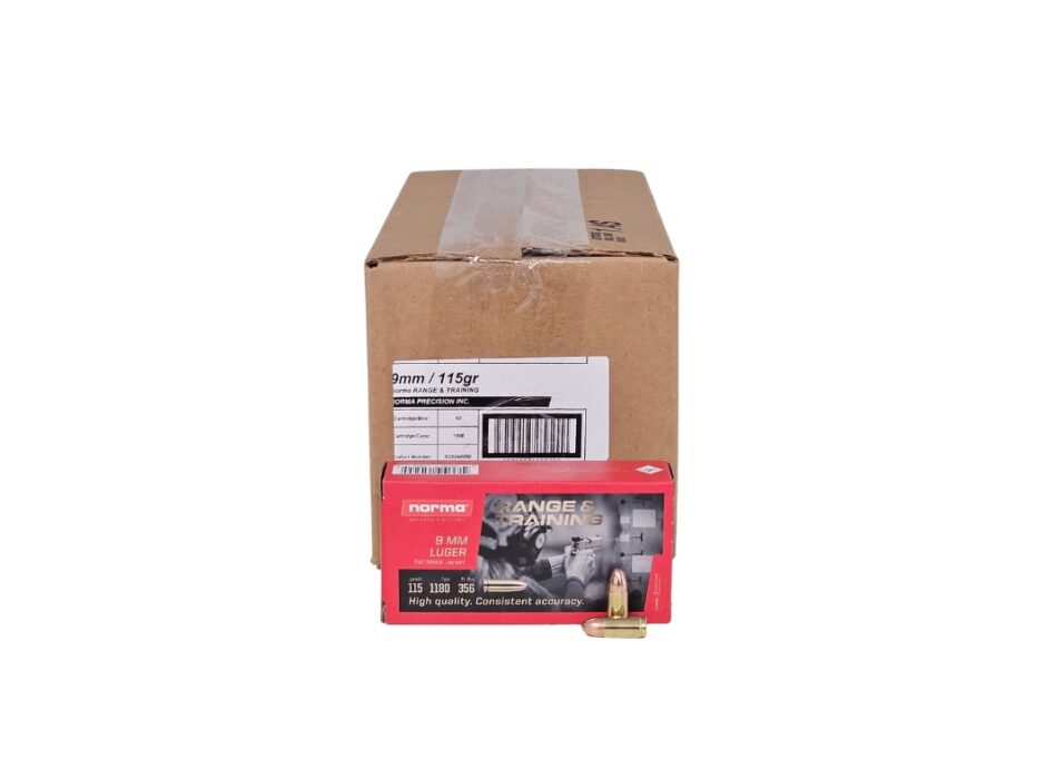 Norma 9mm Luger CASE 115 Grain Full Metal Jacket – 1,000 Rounds (CASE) 620240050