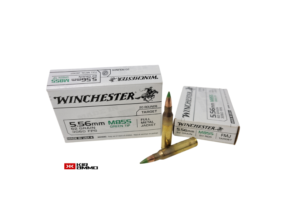 Winchester 5.56x45mm M855 62 Grain LAP Green Tip Box