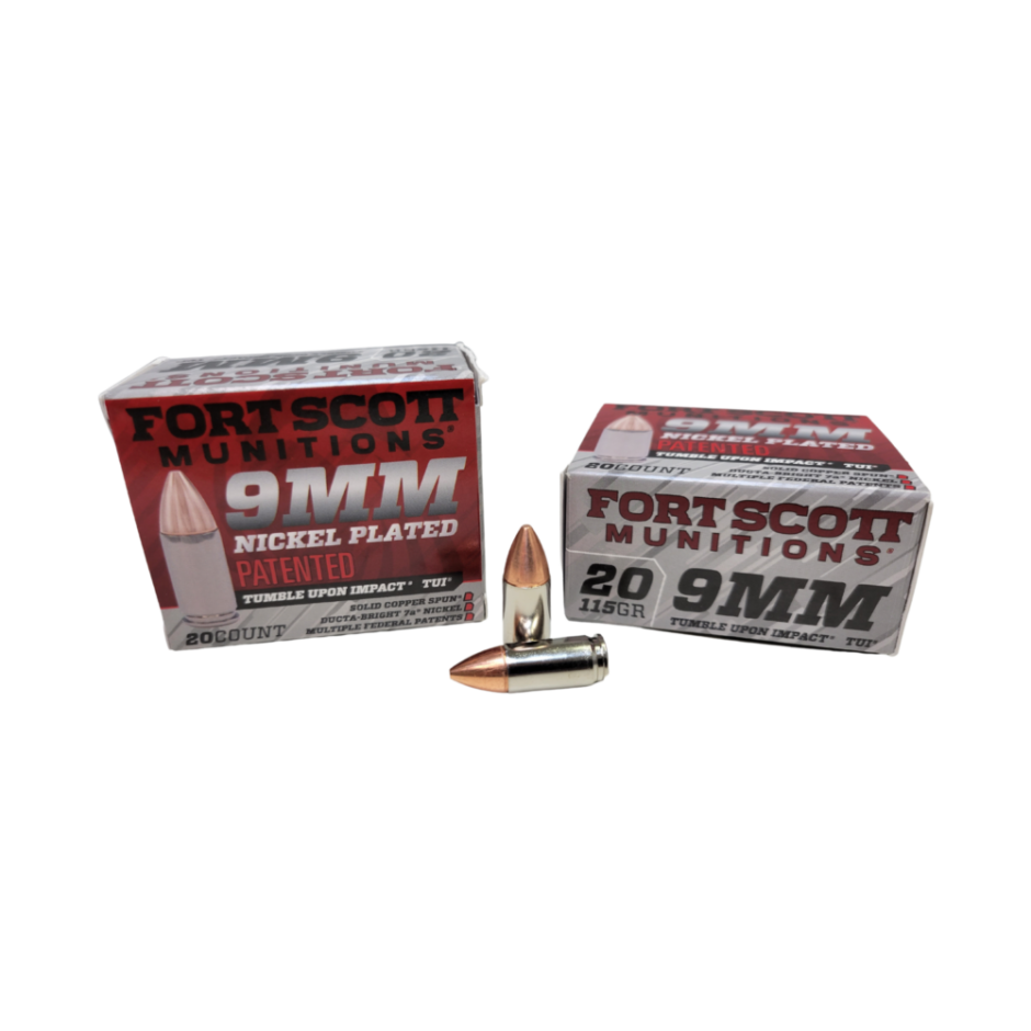 Fort Scott 9mm 115 Grain Nickel-Plated lead-free Solid Copper – 20 Rounds (Box)