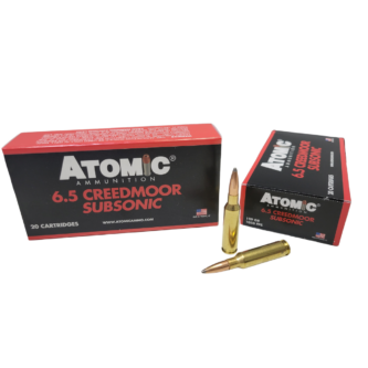 Atomic 6.5mm Creedmoor 129 Grain SUBSONIC Jacketed Soft Point - 20 Rounds (Box)