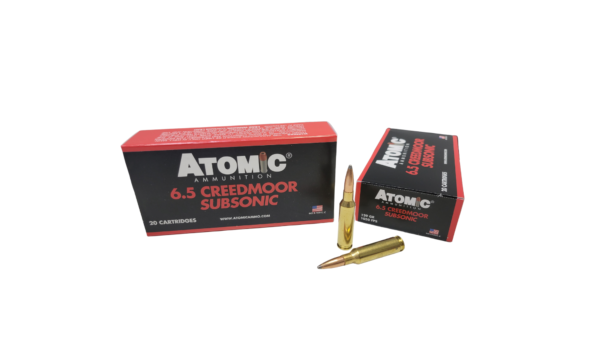 Atomic 6.5mm Creedmoor 129 Grain SUBSONIC Jacketed Soft Point - 20 Rounds (Box)
