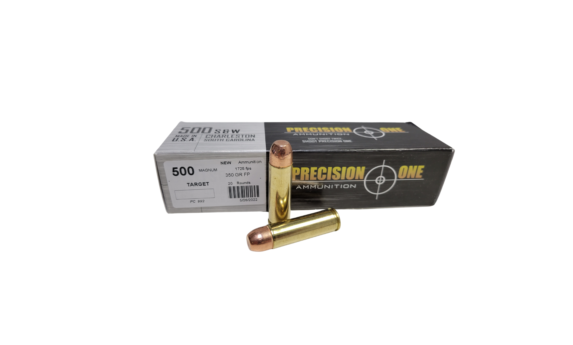 Precision One .500 S&W Mag 350 Grain FMJ Flat Point - 20 Rounds (Box) [NO TAX outside Texas] FREE SHIPPING OVER $199