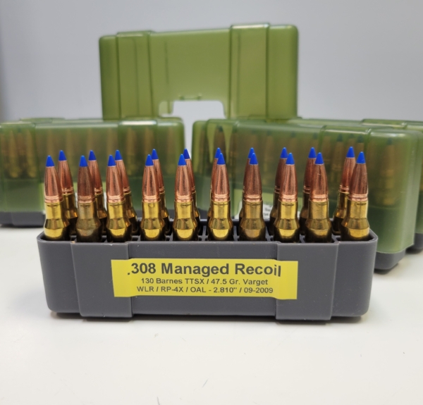 Texas Custom Hand Loads .308 Win Managed Recoil 130 Grain Barnes TTSX