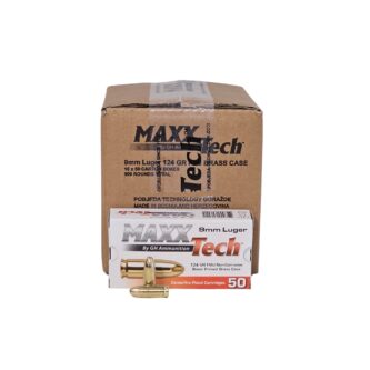 MaxxTech 9mm Luger CASE 124 Grain Full Metal Jacket – 500 Rounds (CASE) PTGB9MM