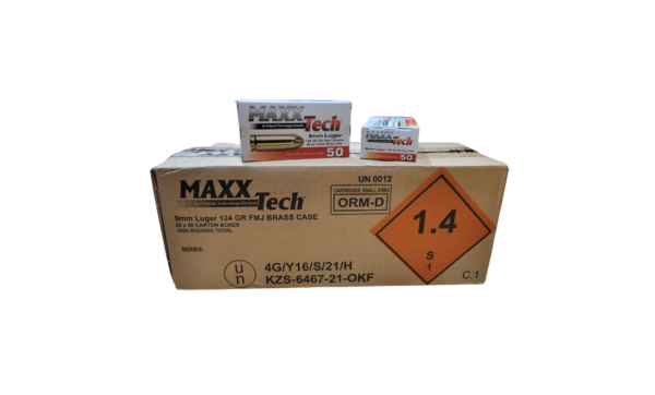 MaxxTech 9mm Luger Case 124 Grain FMJ – 1,000 Rounds (CASE)