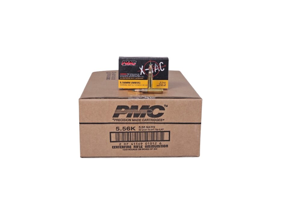 PMC X-TAC 5.56x45mm CASE 62 Grain Green Tip M855 LAP FMJ - 1,000 Rounds (CASE) 556K