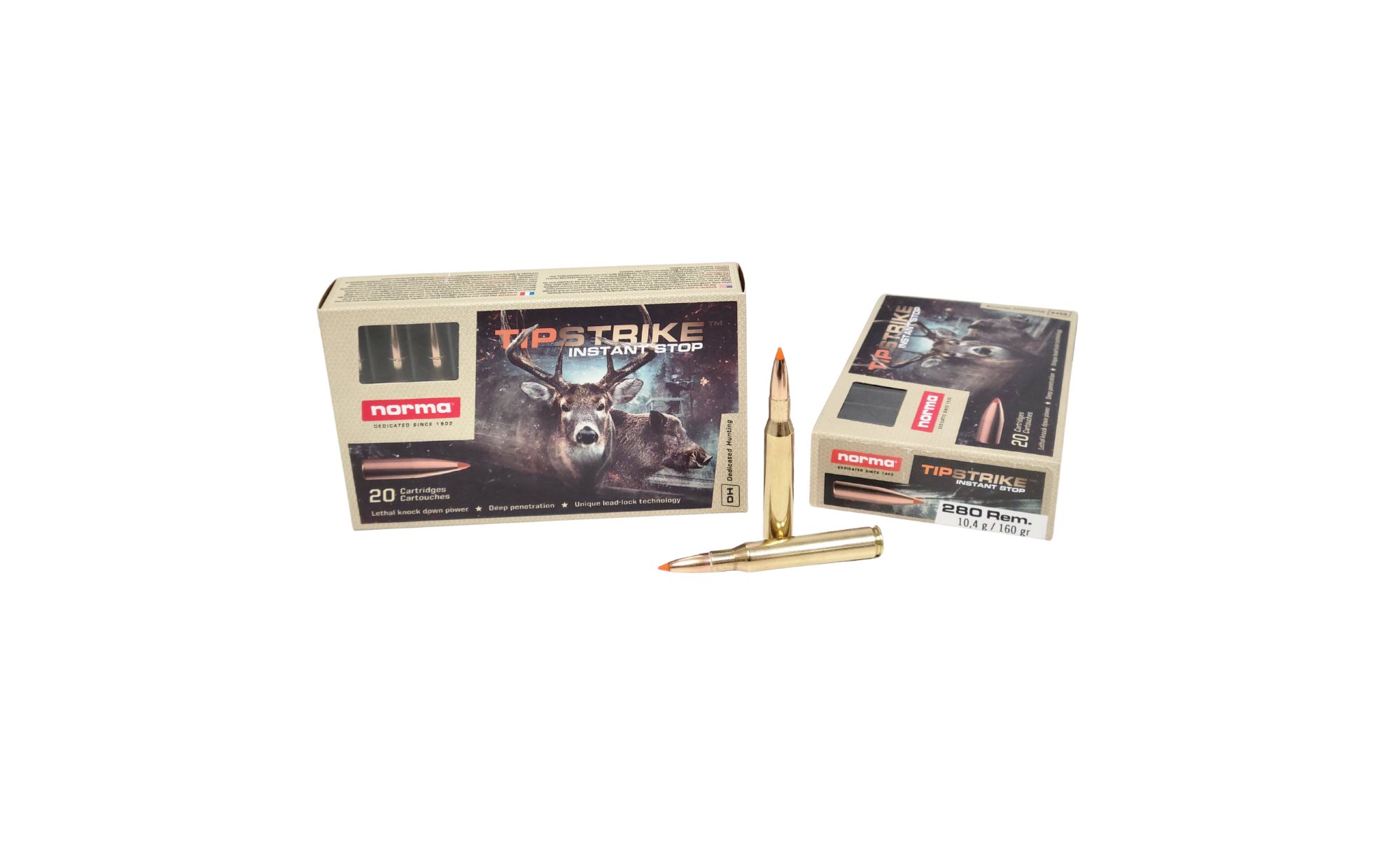 Norma Tipstrike .280 Rem 160 Grain Polymer Tip - 20 Rounds (Box) [NO TAX outside Texas] FREE SHIPPING OVER $199