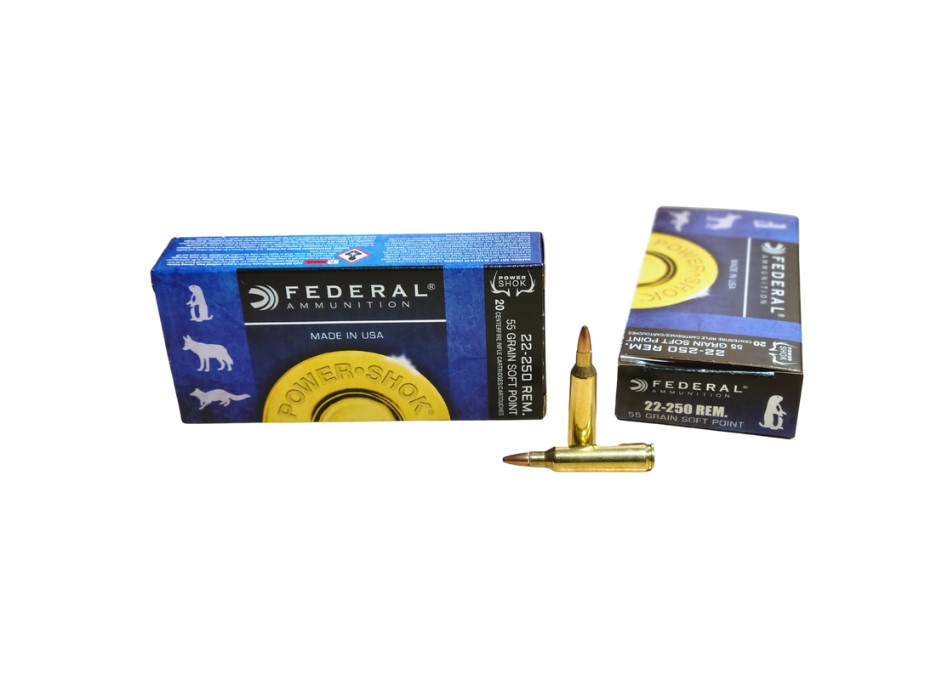 Federal Power-Shok .22-250 Rem 55 Grain Soft Point - 20 Rounds (Box) [NO TAX outside Texas] FREE SHIPPING OVER $199
