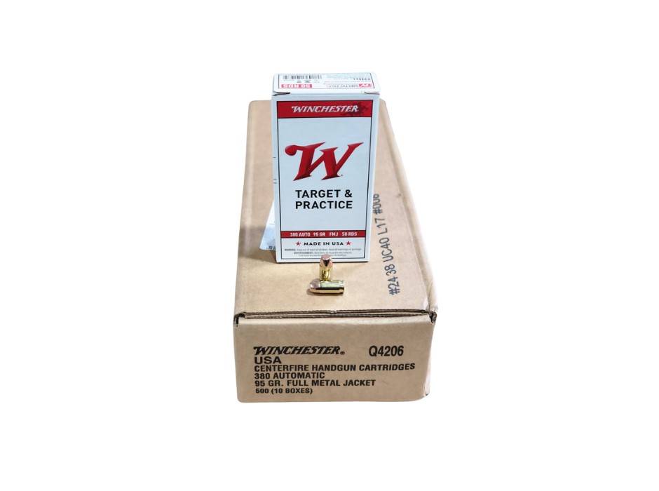 Winchester .380 Auto CASE 95 Grain FMJ - 500 Rounds (CASE) [NO TAX outside Texas] FREE SHIPPING OVER $199