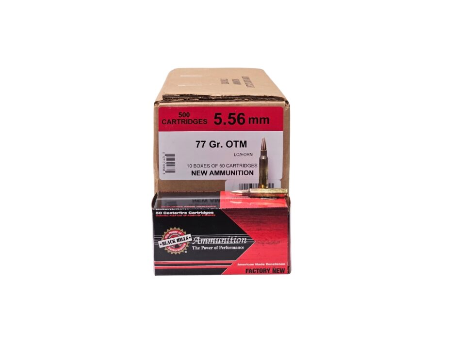 Black Hills 5.56x45mm CASE 77 Grain Hornady Open Tip Match - 500 Rounds (CASE) D556N9