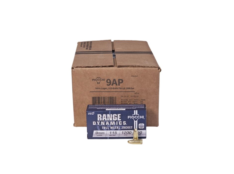 Fiocchi 9mm Luger CASE 115 Grain Full Metal Jacket - 1,000 Rounds (CASE) 9AP