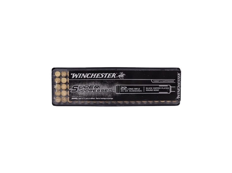 Winchester Super Suppressed .22LR CASE 45 Grain Black Copper Plated HP - 2,000 Rounds (CASE) SUP22LR