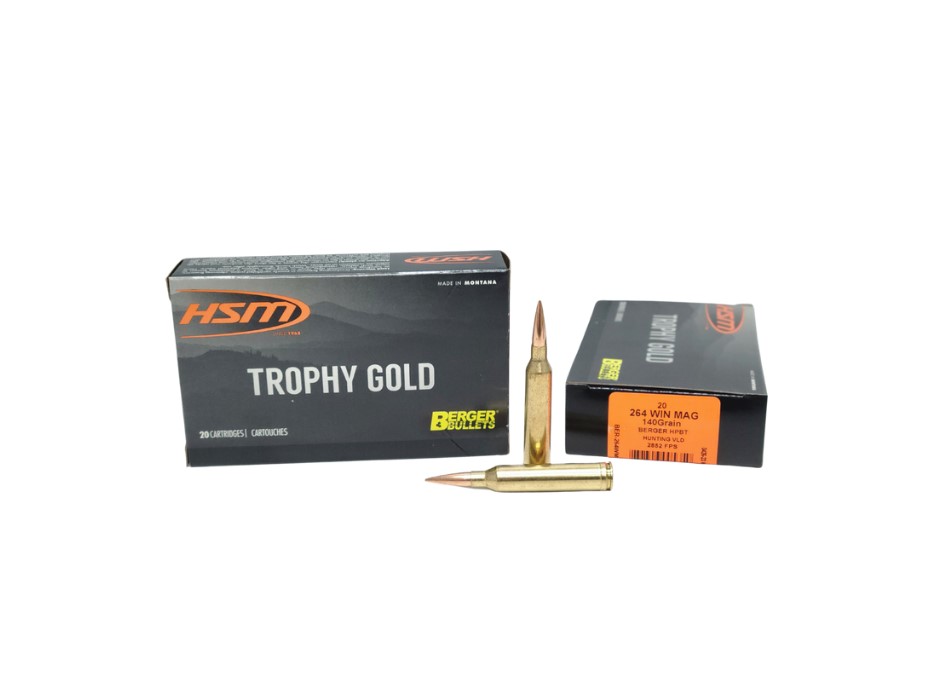 HSM Trophy Gold .264 Win Mag 140 Grain Berger Hunting VLD - 20 Rounds (Box) [NO TAX outside Texas] FREE SHIPPING OVER $199