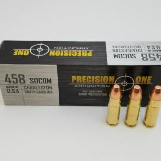 Precision One .458 SOCOM 350 Grain FMJ Flat Point - 20 Rounds (Box) [NO TAX outside Texas] FREE SHIPPING OVER $199