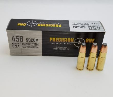 Precision One .458 SOCOM 350 Grain Soft Point Flat Nose - 20 Rounds (Box) [NO TAX outside Texas] FREE SHIPPING OVER $199