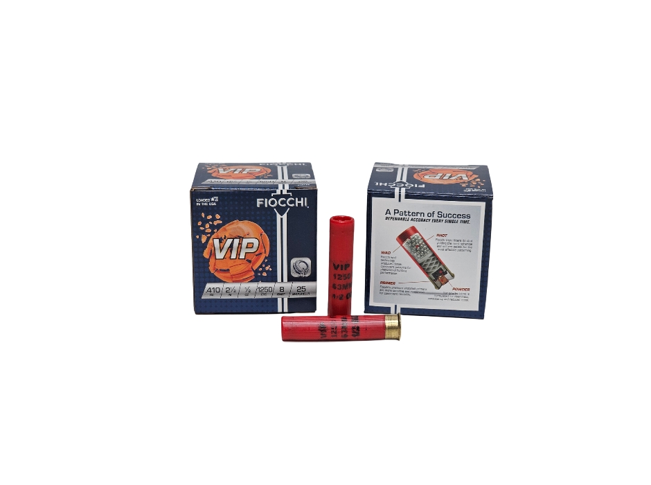 Fiocchi VIP .410 Bore #8 Shot 2.5" 1/2 oz. 1250 FPS - 25 Rounds (Box) [NO TAX outside Texas] FREE SHIPPING OVER $199
