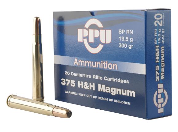 PRVI PPU .375 H&H Mag 300 Grain Soft Point Round Nose - 10 Rounds (Box) [NO TAX outside Texas] FREE SHIPPING OVER $199