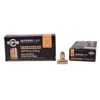 PPU Defense 9x18mm Makarov 95 Grain Jacketed Hollow Point
