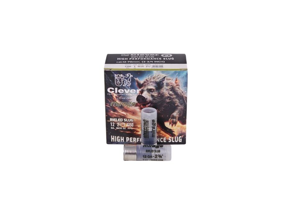 Clever mirage 12 Gauge 2 3/4" 1oz. Rifled SLUG 1350FPS - 25 Rounds (Box) CLVRRSLUG