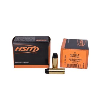 HSM MAGNUFORCE Subsonic .45 Long Colt 400 Grain Hi-Tek Lead Flat Nose