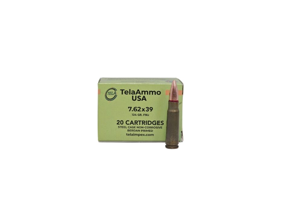 TelaAmmo 7.62x39mm 124 Grain FMJ Steel Case Non-Corrosive