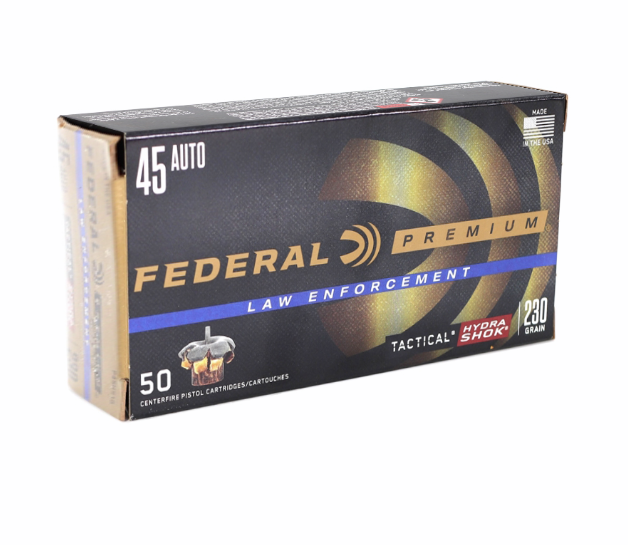 Federal Law Enforcement .45 ACP 230 Grain Hydra-Shok Hollow Point - 50 Rounds (Box) P45HS1G
