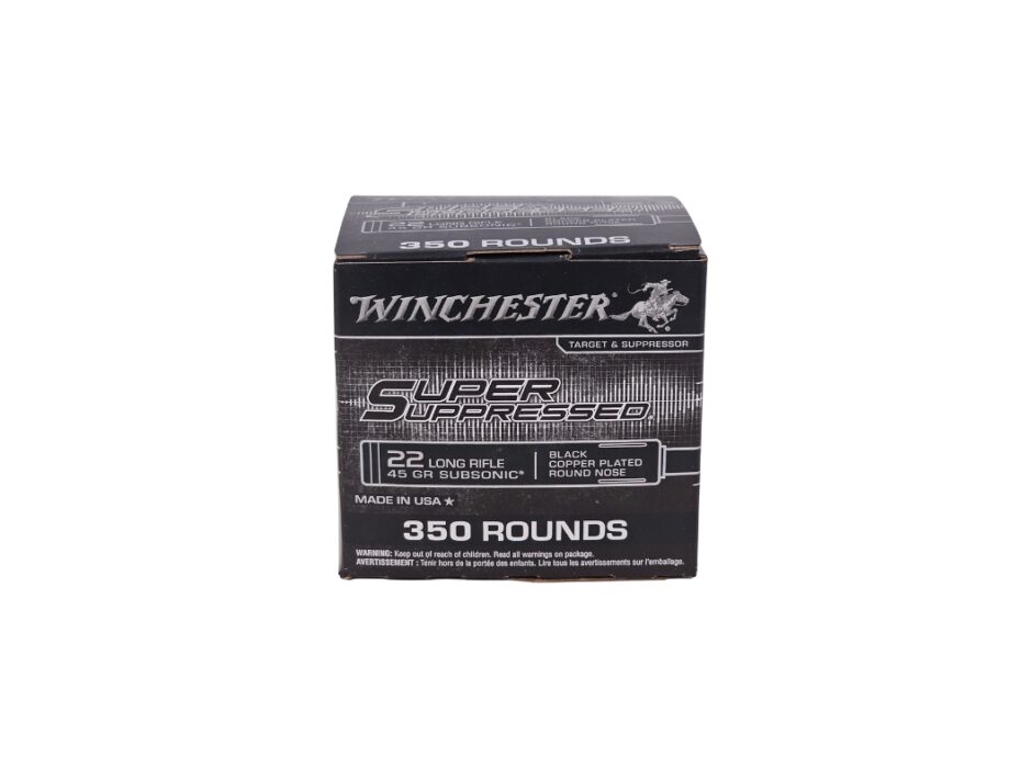 Winchester Super Suppressed .22 Long Rifle 45 Grain Copper Plated RN - 350 Rounds (Box) SUP22LRB2
