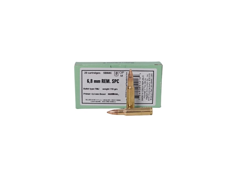 Sellier &amp; Bellot 6.8 Rem SPC 110 Grain Full Metal Jacket - 20 Rounds (Box) SB68C