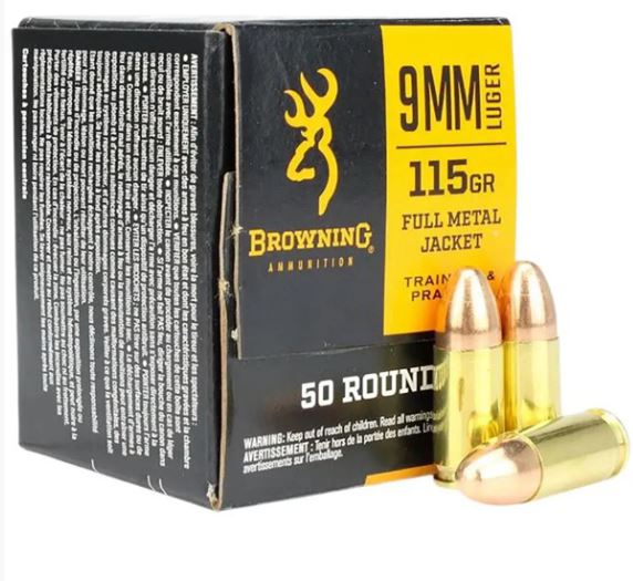 Browning 9mm Luger 115 Grain Full Metal Jacket - 50 Rounds (Box) B191800093