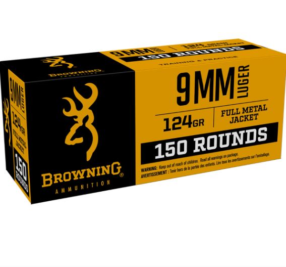 Browning 9mm Luger CASE 124 Grain Full Metal Jacket - 600 Rounds (CASE) B191800095