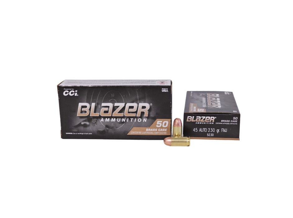 CCI Blazer .45 ACP 230 Grain Full Metal Jacket Brass Case - 50 Rounds (Box) 5230