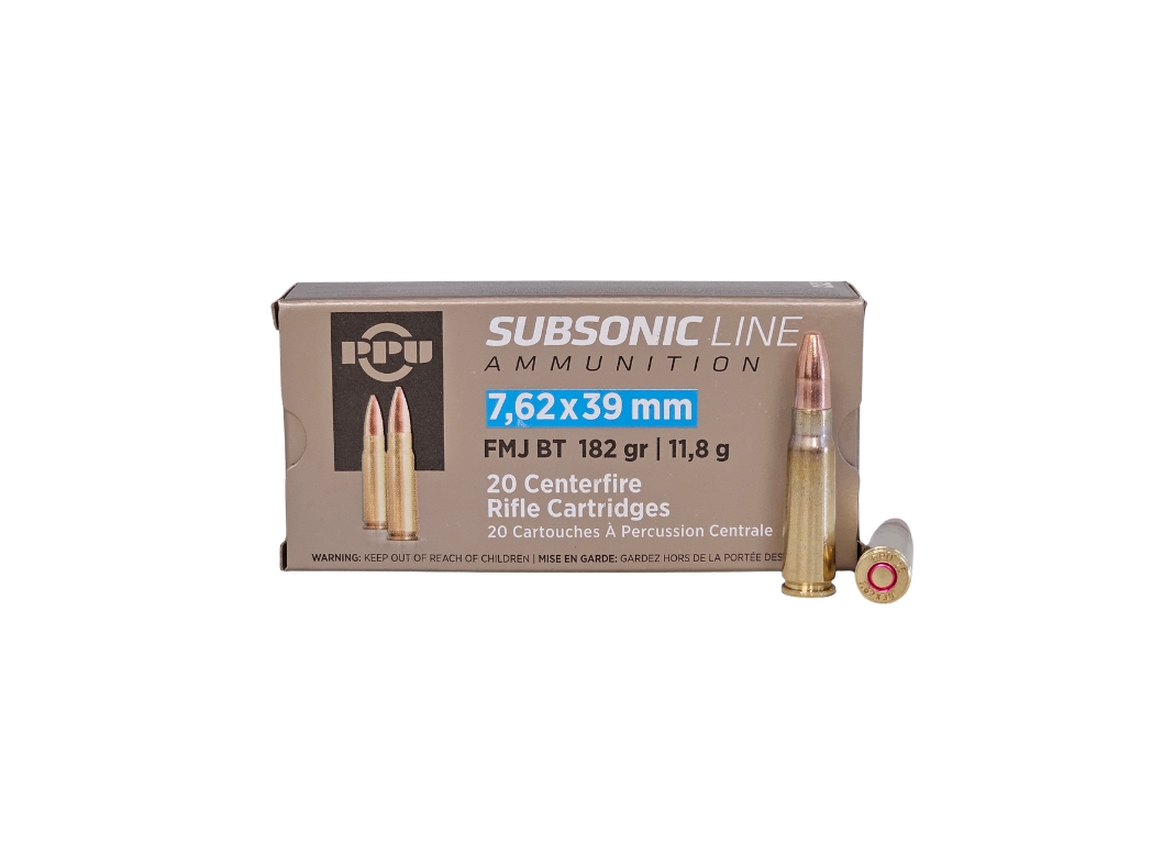 Prvi-Partizan 7.62x39 182gr SUBSONIC Brass – 20rd