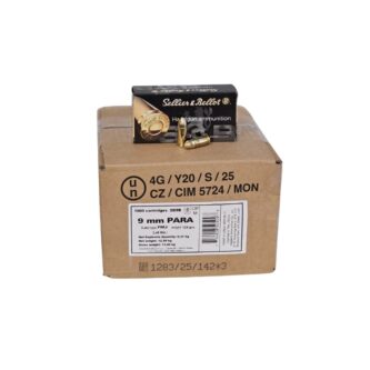 Sellier & Bellot 9mm Luger CASE 124 Grain Full Metal Jacket - 1,000 Rounds (Case) SB9B