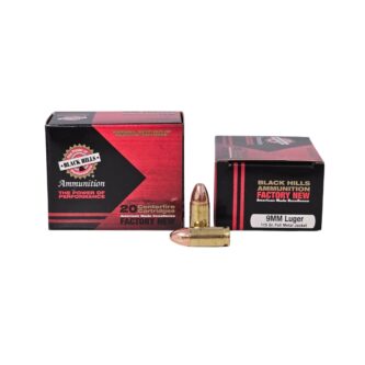 Black Hills 9mm Luger 115 Grain FMJ Match Grade - 20 Rounds (Box) D9N120