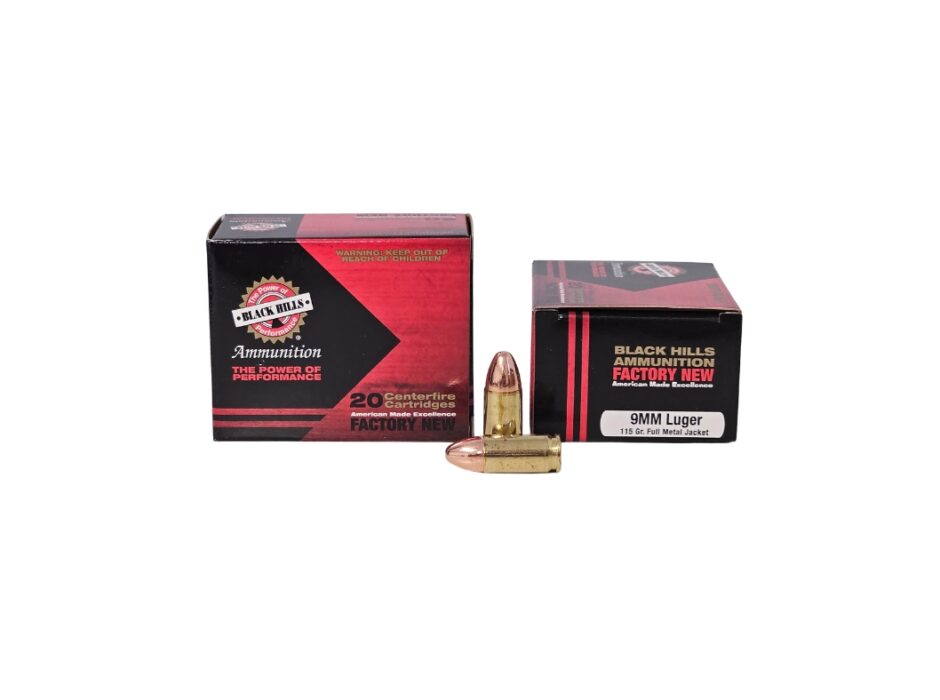 Black Hills 9mm Luger 115 Grain FMJ Match Grade - 20 Rounds (Box) D9N120